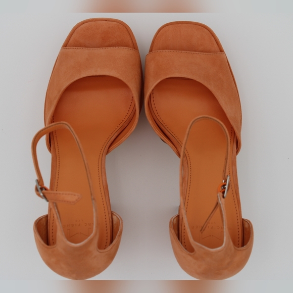 Marc Fisher Ankle Strap Platform Sandal (Women) Orange Suede 8.5m - Picture 5 of 9